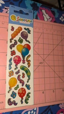 Globos de fiesta de cumpleaños gemas pegatinas Sandylion vintage nuevos en paquete Foto 1 de 3