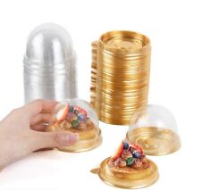 50 Pack Mini Bundt Cake Containers Gold Plastic Cupcake Box with Dome