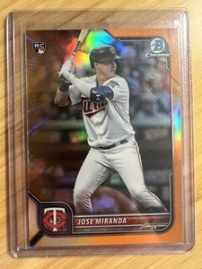 Jose Miranda 2022 Bowman Chrome Orange Refractor RC /25 Minnesota Twins - Bild 1 von 2
