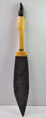 ANTIQUE BILLAO SOMALI AFRICAN 16" DAGGER KNIFE BONE HANDLE / POMMEL  - Image 1 of 4