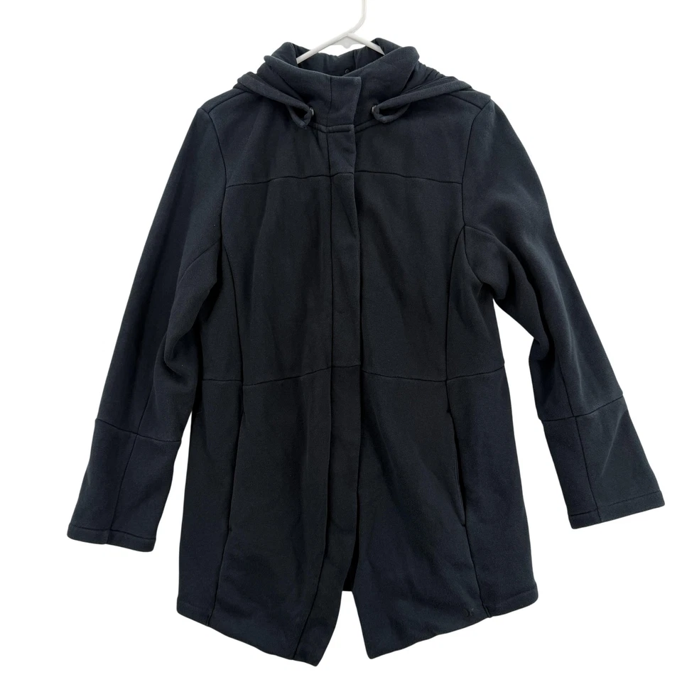 Chaqueta Hurley para mujer XL negra con capucha forrada de lana cremallera abrigo largo a presión AJ3610 Foto 1 de 4