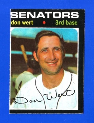 1971 OPC O-Pee-Chee SET BREAK #307 DON WERT WASHINGTON SENATORS (SB2) - Image 1 of 2
