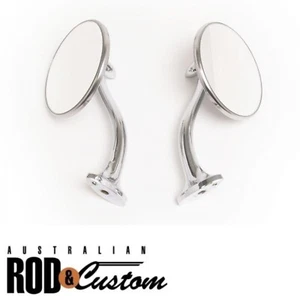 Rear Vision Mirror 4 Inch Swan Neck Peep Mirrors Pair Suit Hot Rod Ford 1932-34 - Foto 1 di 7