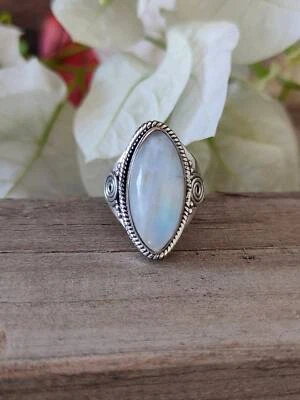 Rainbow Moonstone Ring,925 Sterling Silver Ring,Handmade Ring,All Sizes 3 to 14 - Image 1 of 4