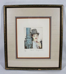 GEORGE CRIONAS HAND COLORED SIGNED & NUMBERED PRINT "MIME" PROFESSIONALLY FRAMED - Picture 1 of 8