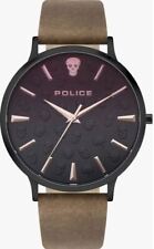 Police Tasman Reloj Hombre Con Piel Marrón Correa y Negro Esfera PL16023JSB-02