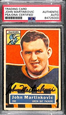 John Martinkovic 1956 Topps Signed Autographed Rookie Card #91 Packers HOF PSA - Image 1 of 2