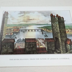 Currier & Ives Vtg Print River Shannon From Limerick Cathedral Tower Ireland Art - Picture 1 of 5