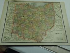 Vintage Map "Ohio" 1893 Columbian World's Fair Atlas Chicago 