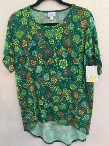 Cute St. Patrick’s Day Green, Multi Color LuLaRoe Irma, Size XXS, Flower Pattern - Picture 1 of 2