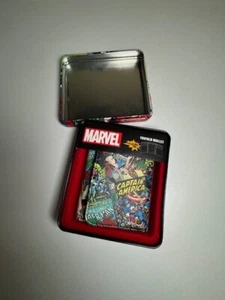 Marvel Trifold Wallet Captain America IN TIN CAN CONTAINER GREAT GIFT NEW - Picture 1 of 3