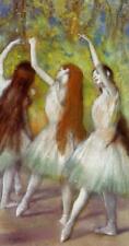 Oil painting impressionism figures portraits girls Dancers-in-Green-Edgar-Degas