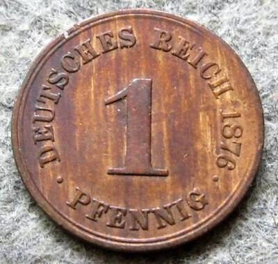 GERMANY EMPIRE KAISERREICH WILHELM II 1876 A 1 PFENNIG Large Shield type km# 1 - Image 1 of 4