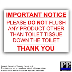 1 x Do Not Flush Any Product Other Than Toilet Tissue External Stickers Bathroom - Picture 1 of 7