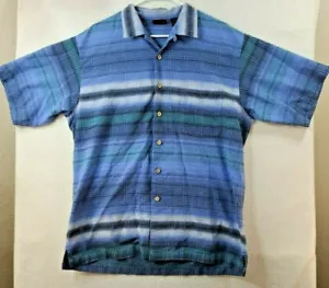 Basic Options Mens Large Blue Plaid Short Sleeve Button Up Shirt - Picture 1 of 9
