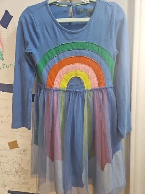 Vestido Mini BODEN Isabelino Tul Apliques Azul Arco Iris Niñas Talla 6-7 Años Foto 1 de 4
