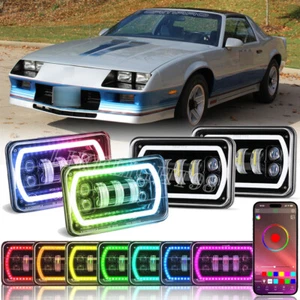 For Chevrolet Camaro Iroc-Z Z28 1982-1992 RGB 4x6" LED Headlights Music Halo DRL - Imagen 1 de 10