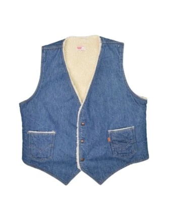 Chaqueta Levis De Colección Para Hombres XL Denim Chaleco Sherpa Medio Lavado Naranja Pestaña Camionero Foto 1 de 4