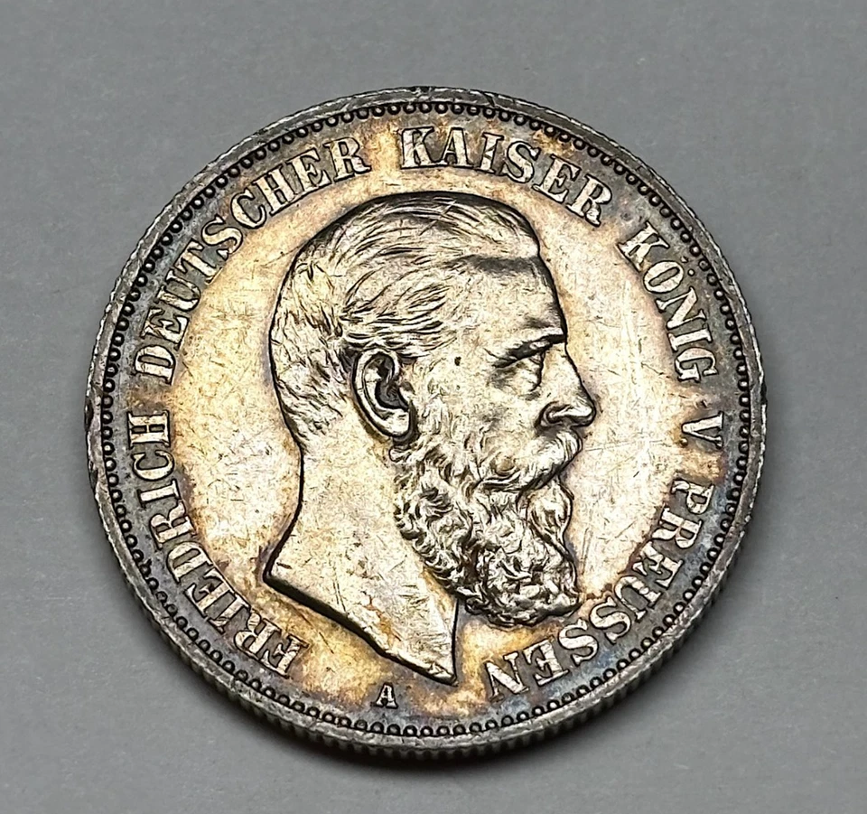 Alemania Imperial 1888-A - Prusia AR 2 Marcas, KM-510. Foto 1 de 2