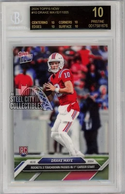 Drake Maye 2024 Topps Now Football Rookie Card RC #10 BGS 10 Black Label - Image 1 of 2