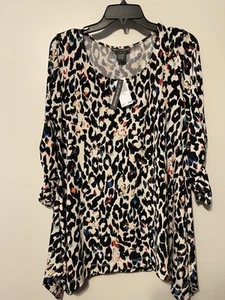 Chelsea & Theodore Womens Leopard Animal Print Shirt Size L - Picture 1 of 5