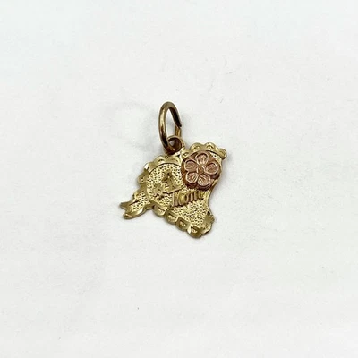 Corazón de mamá de oro amarillo/rosa de 14 k #1 con medio colgante de flor (2101886-22) Foto 1 de 4