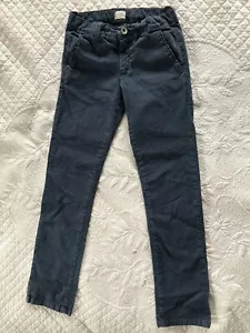 Pants Jeans Girls 10 Adjustable Waist Blue Pin Striped Canvas Y2K Pockets School - Picture 1 of 6