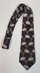 Corbata para Hombres Steven Harris Biblia y Cruz Negra Cristiana Religiosa Amo a Jesús - Imagen 1 de 3