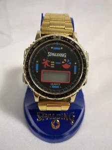 Vintage Spalding Quartz Action Sports Bronze Digital Watch Metal Gold Band - Picture 1 of 8