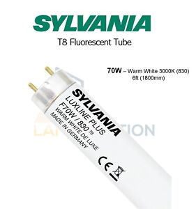 Sylvania T8 70W 6ft Fluorescent Tube Warm White 3000K 830 1800mm