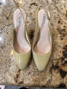 Vince Camuto Heels Womens 9 M Pointed Toe Stiletto Slingback Green Buckle Strap - Picture 1 of 5