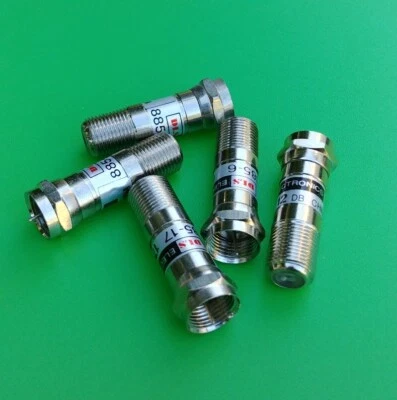 DLS 6/8/10/12/17 dB In-Line RF Attenuator Pad  Cable TV 5-1000 MHz  - Image 1 of 2