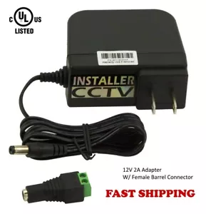 DC 12V 2 Amp Power Adapter, 2.1mmx5.5mm, UL Listed, Wall Plug, 4 Foot Cord - Picture 1 of 8