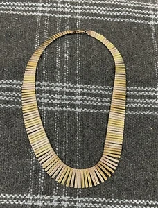 Vintage Sterling Silver Modernist Graduated Necklace Two Tone Gold & Silver. - Picture 1 of 11
