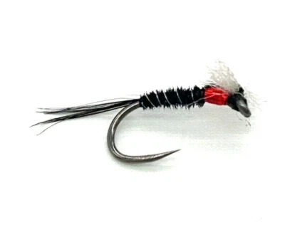 WORLD CLASS FLIES 6 x Muskins - Black With Red Thorax - Trout Fishing Flies