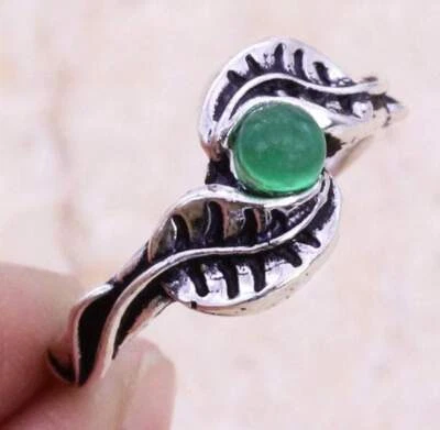 Anillo hecho a mano enchapado en plata 925 de ónix verde de EE. UU. talla 6 étnico Foto 1 de 3