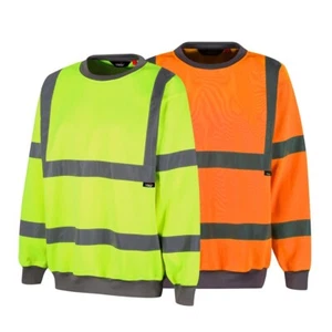 Hi Vis Sweatshirt Fleeced inside Yellow Orange Safety warmth Traega TSW12 - Picture 1 of 5