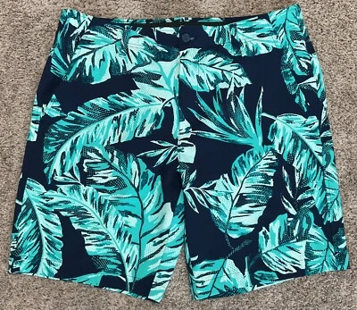 Pantalones Cortos de Golf Under Armour Para Hombre 36 Largo 19" Entrepierna 9" Azul/Verde Hoja Tropical Foto 1 de 4