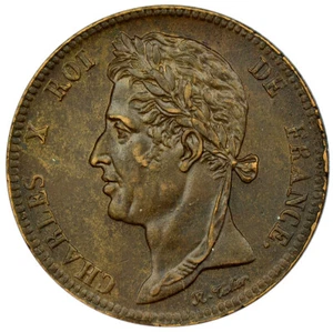 Französische Kolonien 5 Centimes 1827-H Bronze vz Karl X - Bild 1 von 2