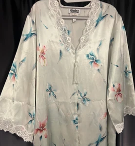 Rare! VTG LEJABY Paris Lounge Robe Dressing Gown Irises Size S Neiman Marcus - Picture 1 of 12