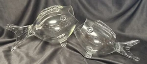 MCM BLENKO STYLE Fischvasen mit offenem Mund Terrarium, 16" Mama 13" Baby, 2er SET - Bild 1 von 13