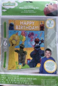 Sesame Street Elmo Wall Decorating Kit Scene Setter 5 Pc Happy Birthday Party 6’ - Picture 1 of 2