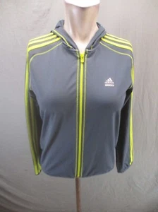 ADIDAS CLIMALITE Size 11-12 Y Kids Unisex Gray Full Zip Fitted Track Jacket 669 - Picture 1 of 11
