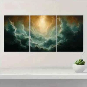 3pcs Vintage Moody Cloud Horizontal Cloudscape Metal Print Ready to Hang Art - Picture 1 of 7