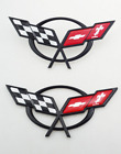 Car Front Rear Badge Emblem Crossed Flag Black For Chevy C5 Corvette 1997-2004