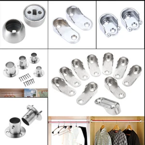 Wardrobe Rail Hanging End Supports Closet Tube Rod Socket Flange Rail Bar Holder - Picture 1 of 13