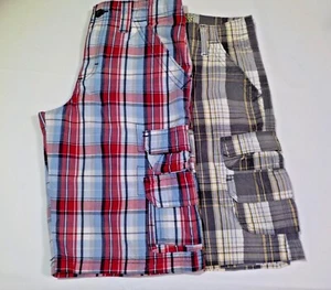 Lee Dungarees Boys 2 Pair Plaid Cotton Biker Shorts Size 10 - Picture 1 of 12