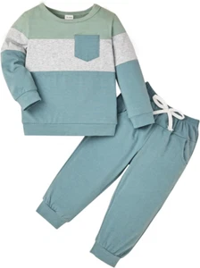 Baby Boy Fall Winter Clothes Toddler Boy Outfits Long Sleeve Patchwork Sweatshir - Picture 1 of 9