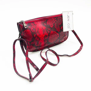 Jen & Co Riley Crossbody Clutch Bag Red & Black 8x5x1.5 inches - Picture 1 of 9