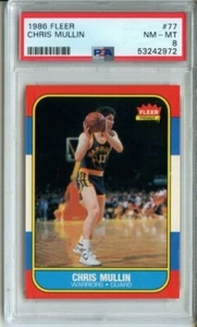 1986 Fleer Basketball #77 Chris Mullin Rookie PSA 8 NM-Mint Golden State Warrior - Picture 1 of 2